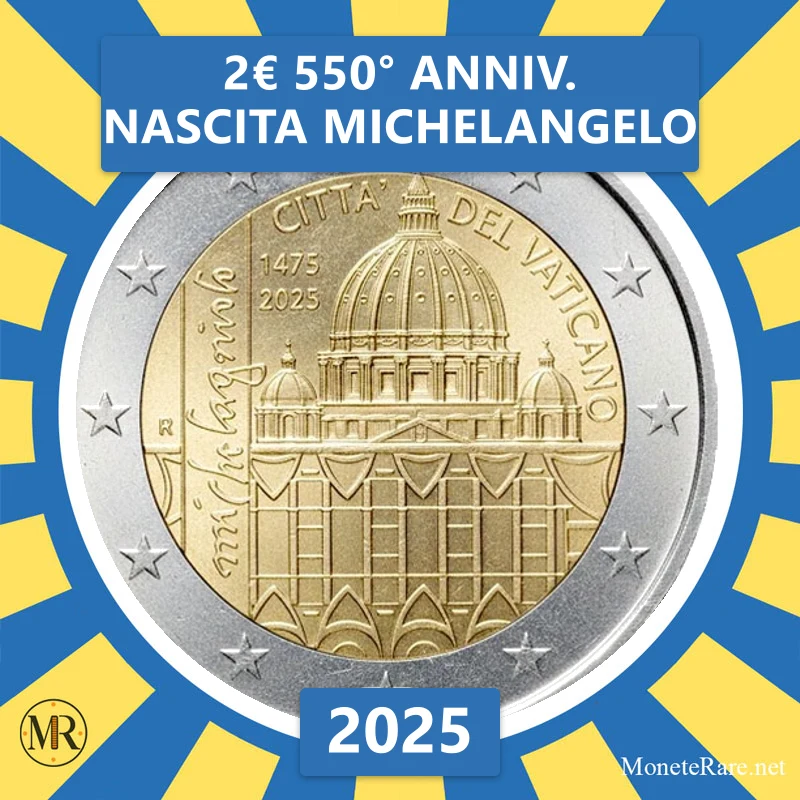2€ 550° anniv. nascita Michelangelo 2025 Vaticano (foto moneta)