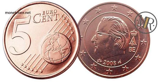 5 Centesimi Euro Belgio Seconda Serie 2008
