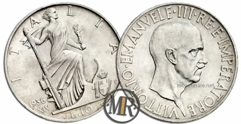 10 Lire Vittorio Emanuele III Impero col valore