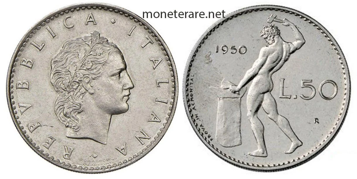 moneta da 50 lire Vulcano 1950 PROVA