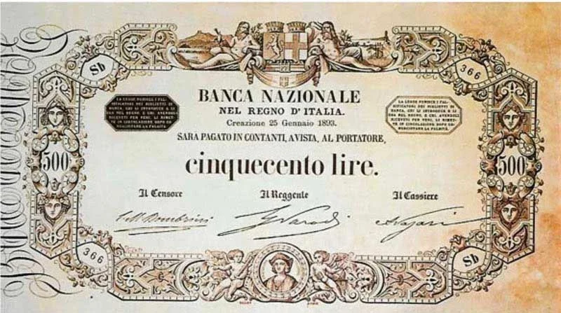 rara banconota da 500 lire di carta di Vittorio Emanuele II