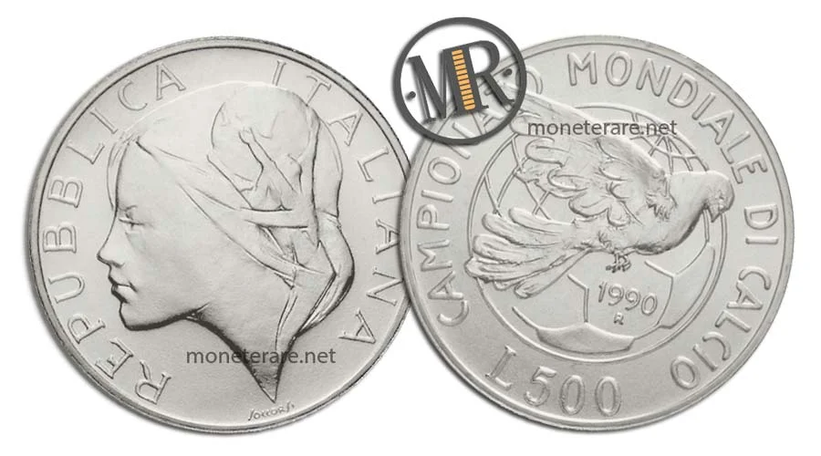 500 Lire Commemorative Argento Italia 90 Seconda Serie
