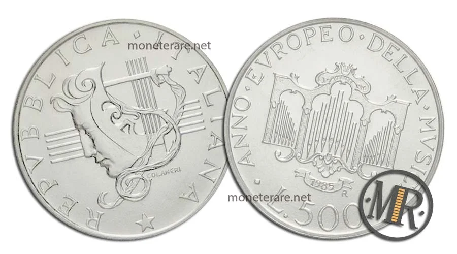 Anno Europeo della Musica  500 Lire Commemorative Argento 