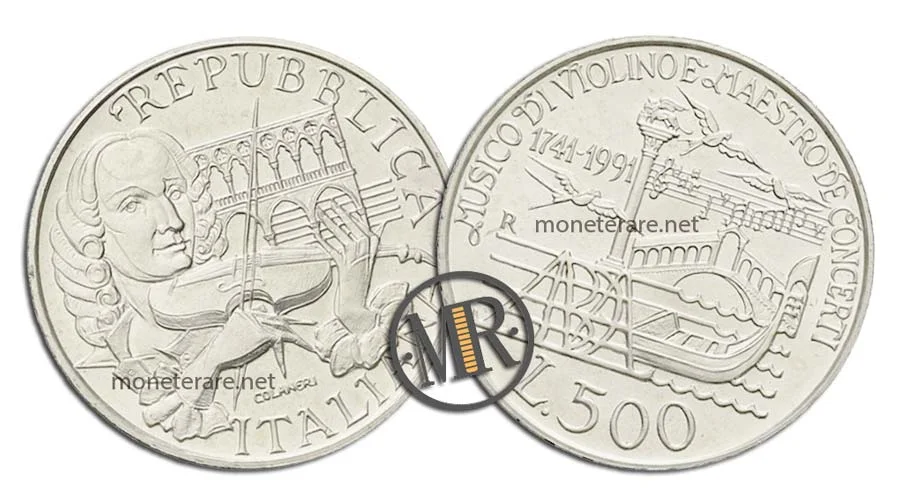 Antonio Vivaldi 500 Lire Commemorative Argento