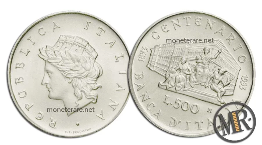 Banca d Italia 500 Lire Commemorative Argento