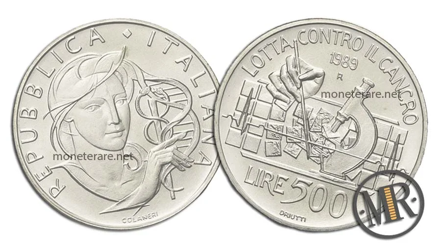 Lotta al Cancro 500 Lire Commemorative Argento