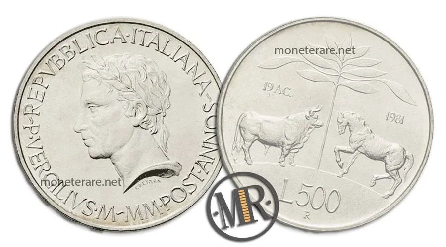 Publio Virgilio Marone 500 Lire Commemorative Argento  