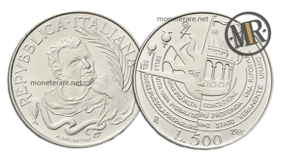 Tommaso Campanella 500 Lire Commemorative Argento
