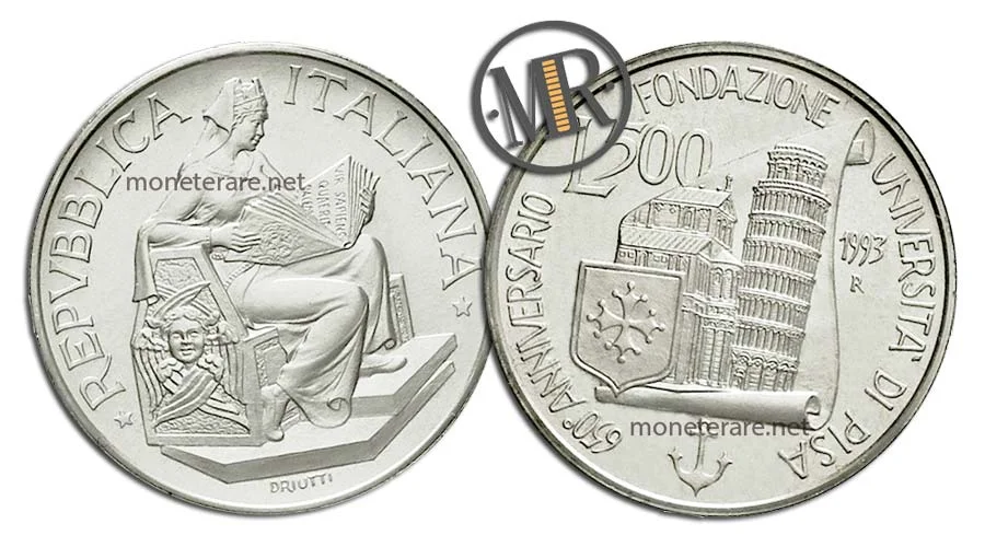 Universita di Pisa 500 Lire Commemorative Argento