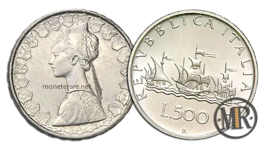 500 Lire Argento Caravelle con il valore