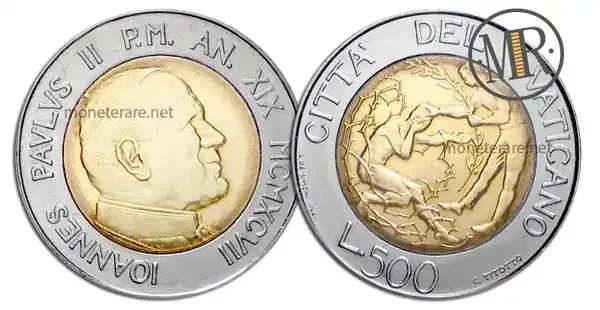 500 Lire Bimetalliche Vaticano 1997 Perdono e Pace