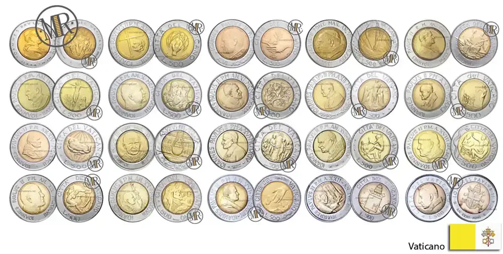 500 Lire Bimetalliche Vaticano – Tabella con i Valori di tutte le monete