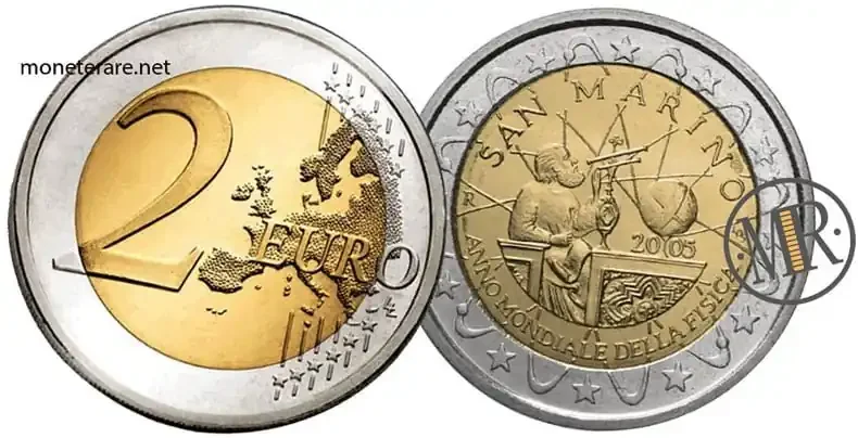 2 Euro Commemorativi San Marino 2005 Fisica Mondiale
