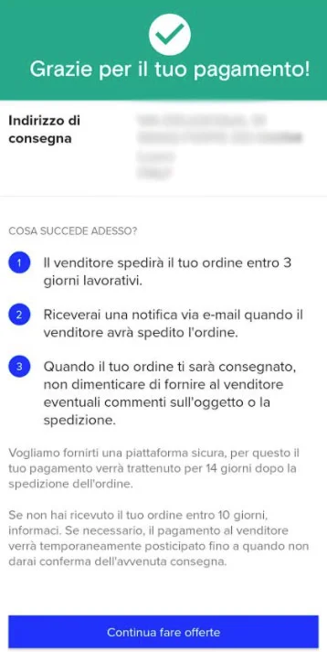 pagamento ricevuto catawiki ordine moneta