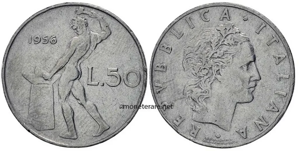 catalogo delle monete italiane da 50 lire 1956 Vulcano