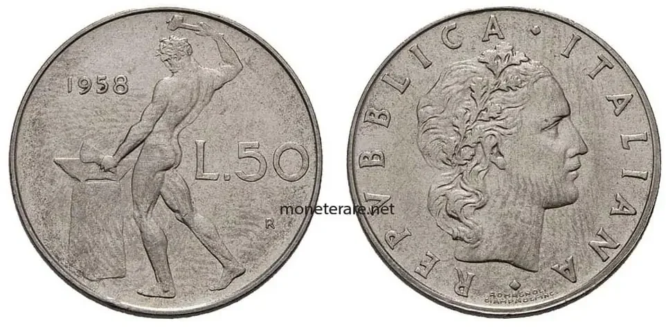 valutazione monete 50 Lire 1958