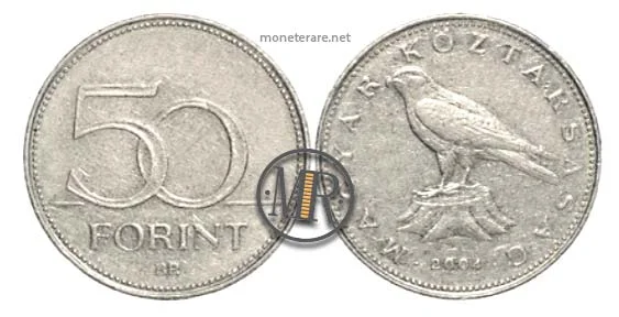 moneta ungherese da 50 forint (50 fiorini ungheresi) 2004