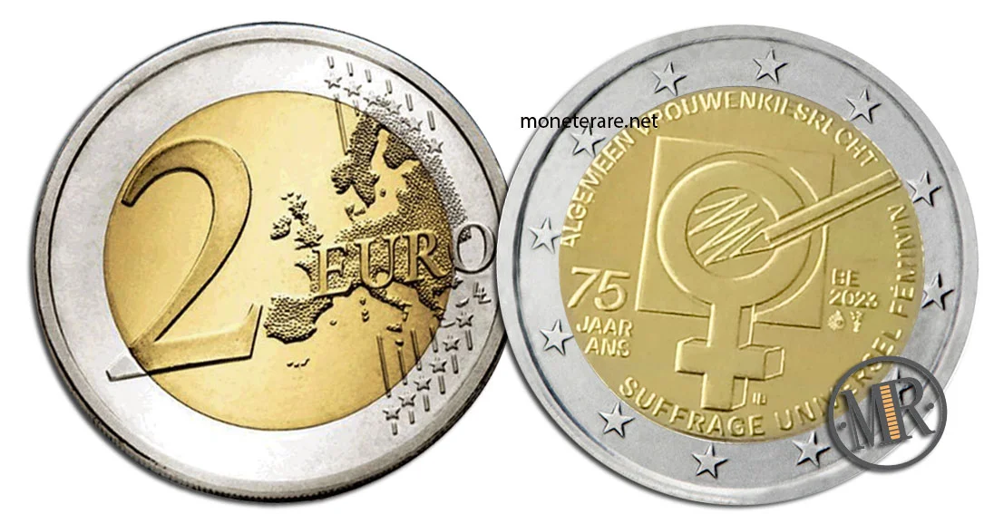 2 Euro Commemorativi Belgio 2023 Suffragio Femminile in Belgio