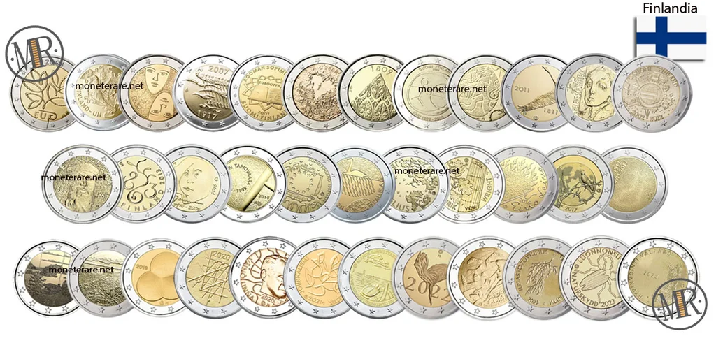 2 Euro Commemorativi Finlandia — collage di tutte le emissioni