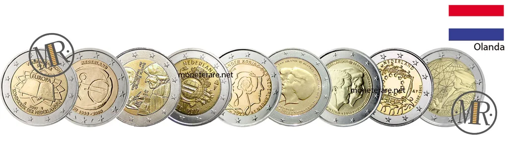 2 Euro Commemorativi Olanda — collage di tutte le emissioni