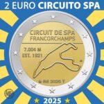 2 Euro Circuit de Spa Francorchamps Belgio 2025 Dritto della moneta