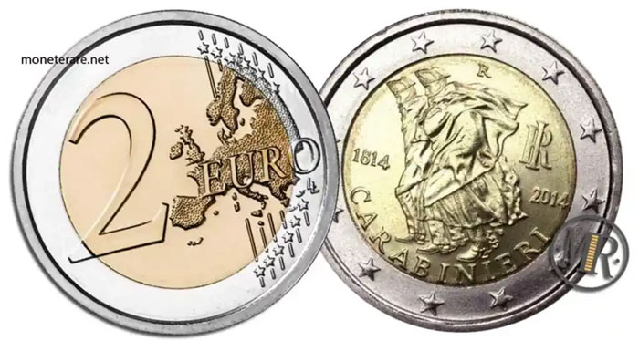 moneta da 2 euro carabinieri 2014 