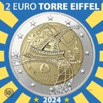 Fronte moneta 2 euro Francia 2024 Torre Eiffel