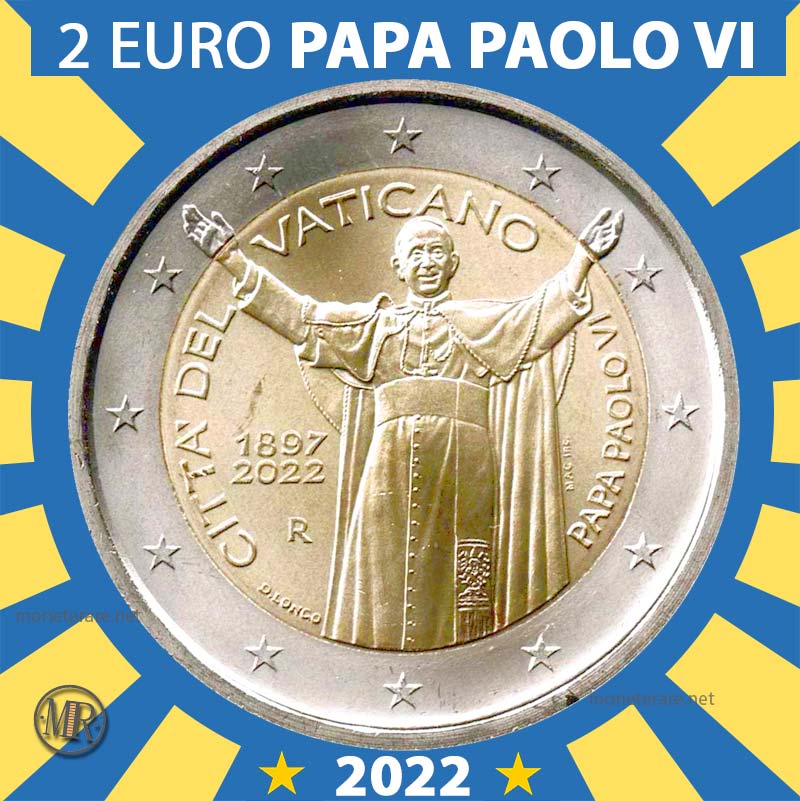 2 Euro Vaticano 2022 Papa Paolo VI