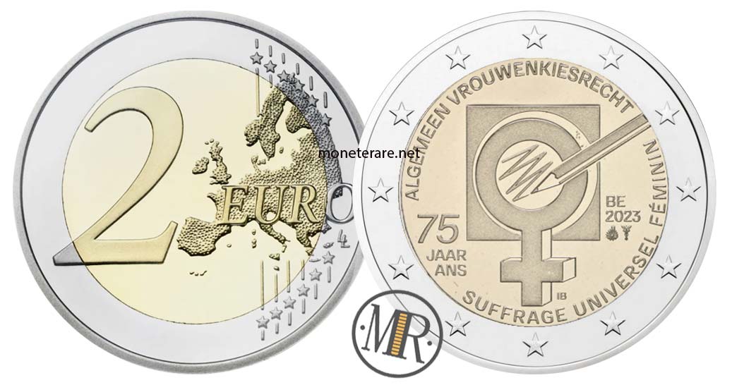 2 Euro 2023 Belgio Suffrage Universel Feminin