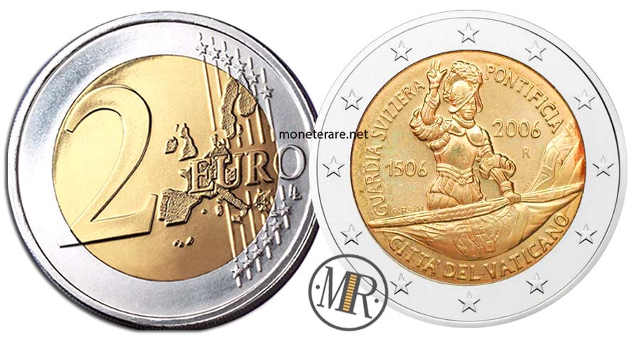 2 Euro Vaticano 2006 - guardia svizzera pontificia
