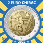 fronte della 2 euro commemorativa francese con jaques chirac