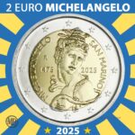 Dritto della moneta da 2 euro san marino 2025 per michelangelo