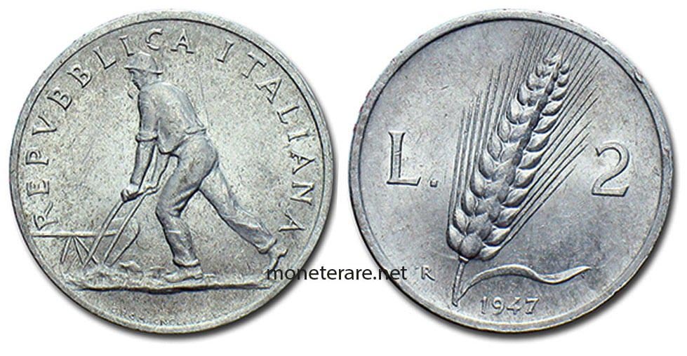 2 Lire Spiga 1947 Rare