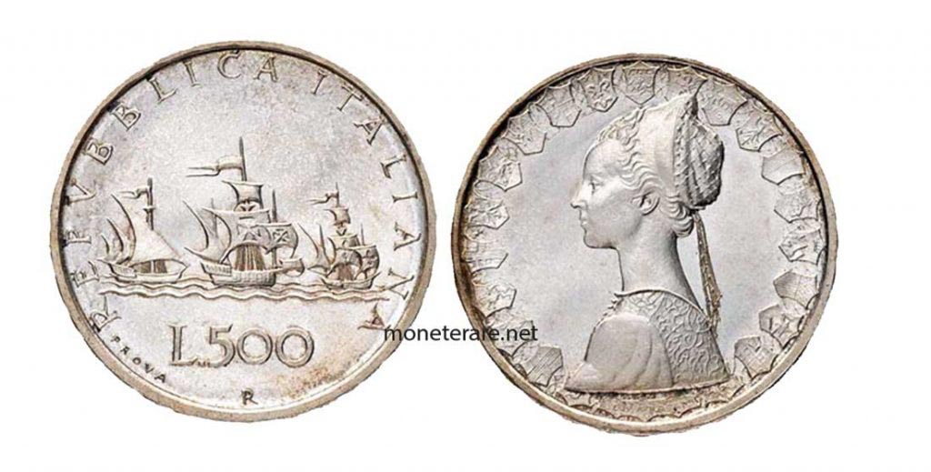 Las 500 liras de plata de 1957 PROVA italianas
