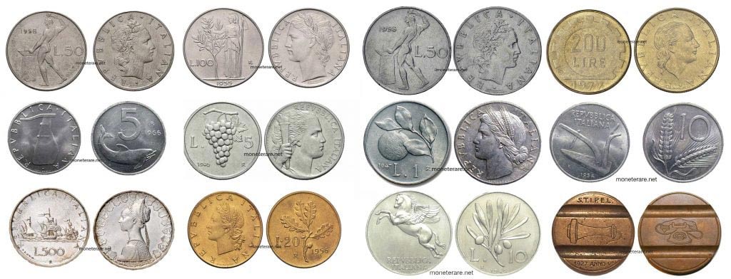 Algunas monedas de Raras de Liras Italianas