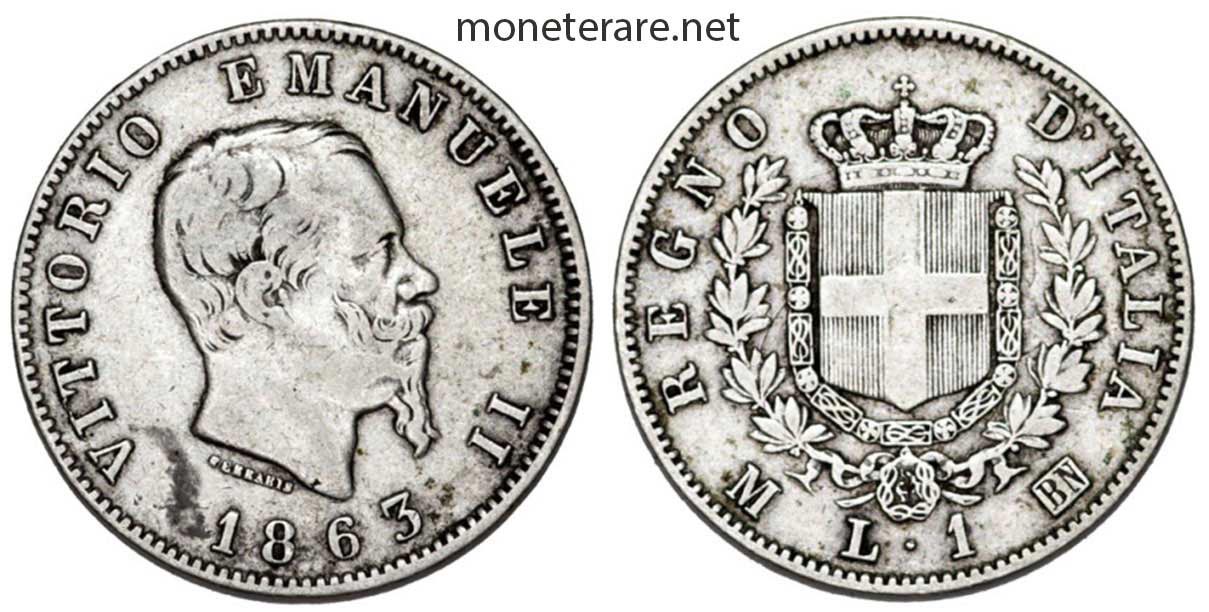 1 lira Vittorio Emanuele II Rare