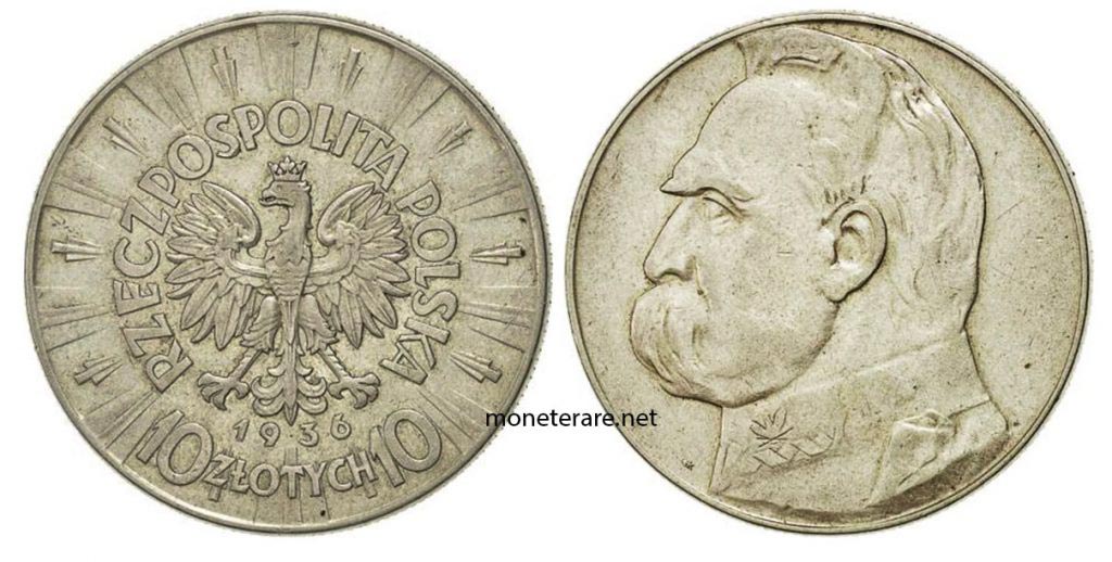 Moneta polacca da 10 Zlotych de 1936