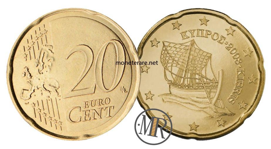 20 Centesimi Cipro con nave - euro cipro - monete cipro