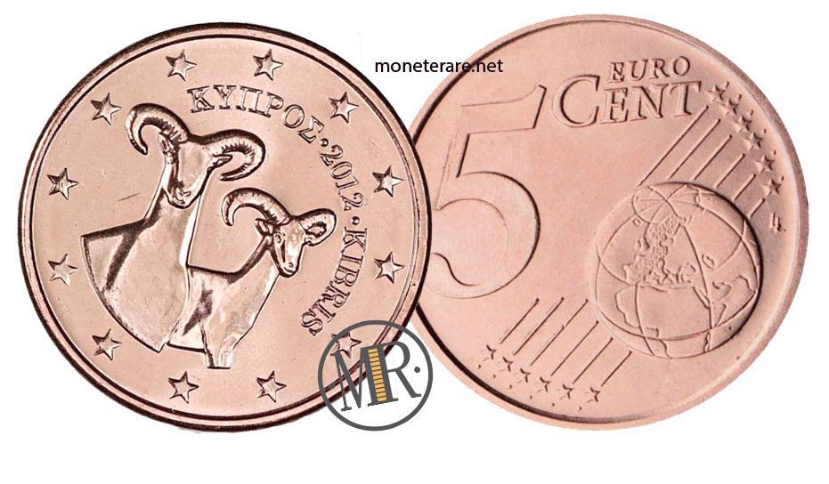5 Centesimi Cipro con mufloni - euro cipro - monete cipro