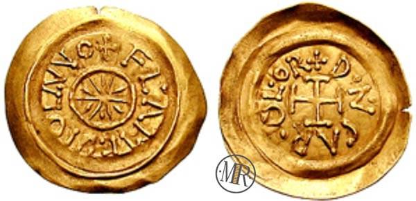Moneta d'Oro Tremisse di Carlo Magno