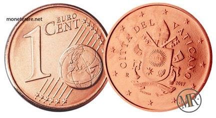 1 Cent Vatican Euro Coins Fifth series 2017