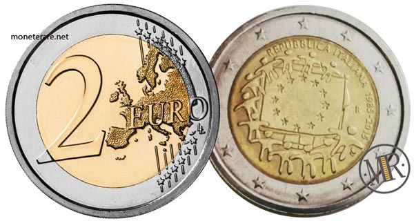 2 Euro Commemorativi Italia 2015 Bandiera Europea