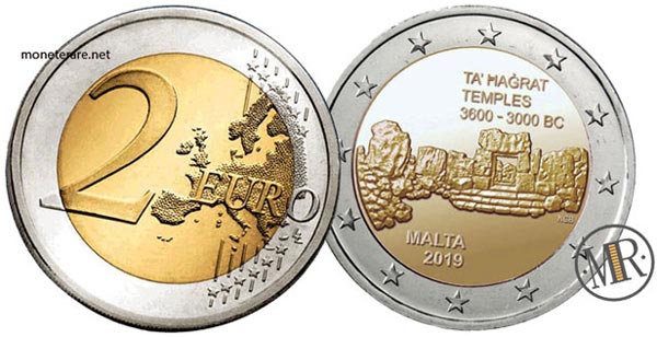 2 Euro Commemorativi Malta Templi di Ta Hagrat