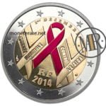 2 Euro Commemorativi Francia 2014 Contro AIDS Fondo Specchio Colorati