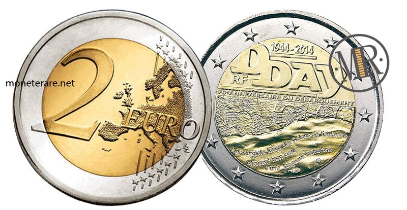 2 Euro Commemorativi Francia 2014 - Sbarco in Normandia