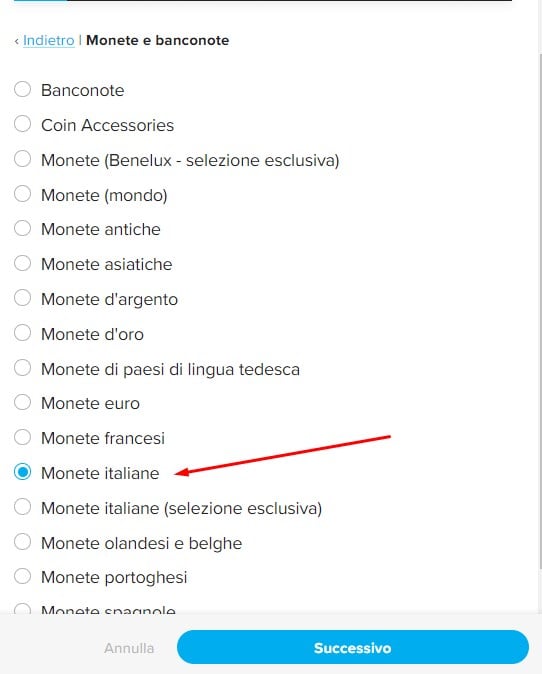 come vendere monete online all'asta