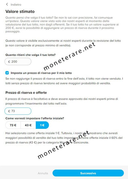 come vendere monete online all'asta