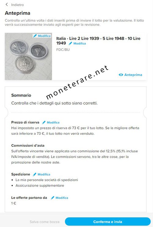 come vendere monete online all'asta