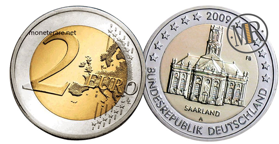 2 Euro Commemorativi Germania 2009 Chiesa di San Luigi Saarland