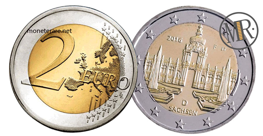 2 Euro Commemorativi Germania 2016 Zwinger di Dresda Sachsen